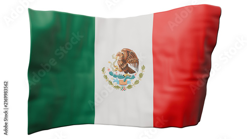 Sculptural Mexico Airborne Flag Realistic Gravity Folds
