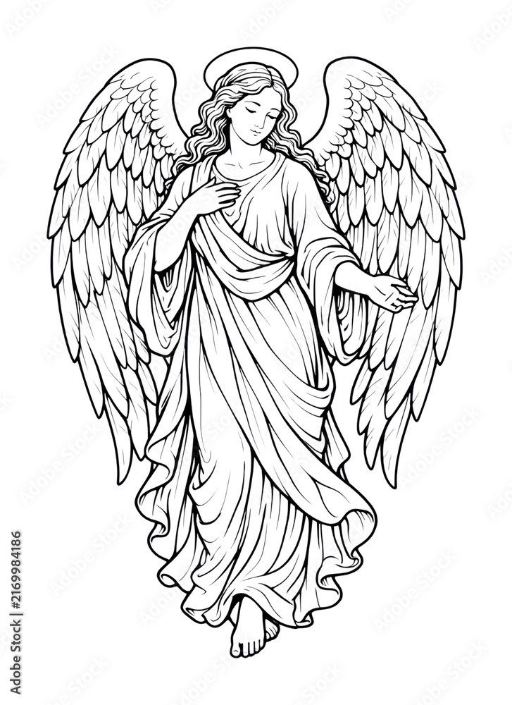 Fototapeta premium PNG Graceful angel with flowing robes.
