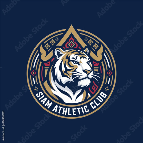Siam Athletic Club tiger emblem and sports logo vector
