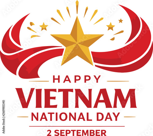 Happy Vietnam National Day celebration banner with star vector