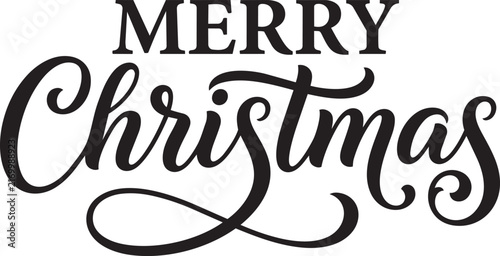Merry Christmas Ornate Script Lettering with Sweeping Underline