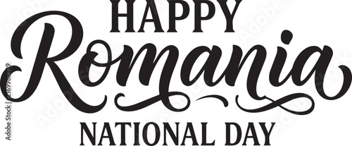 Happy Romania National Day Decorative Calligraphy Lettering