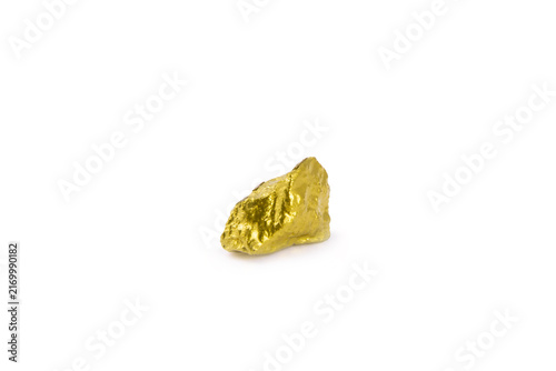 Fotografie Natural gold nuggets isolated on a white background, raw native gold pieces, precious metal, gold mining and wealth concept