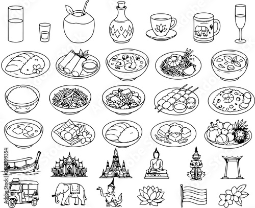 thailand food and drink icons