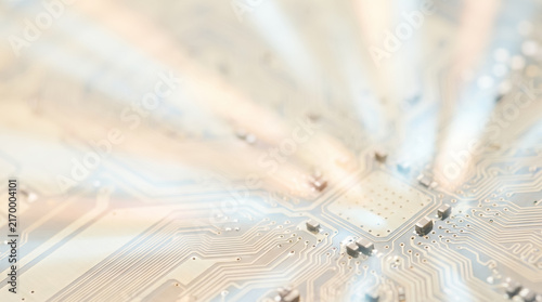 Intense light rays emitting from powerful electronic microchip