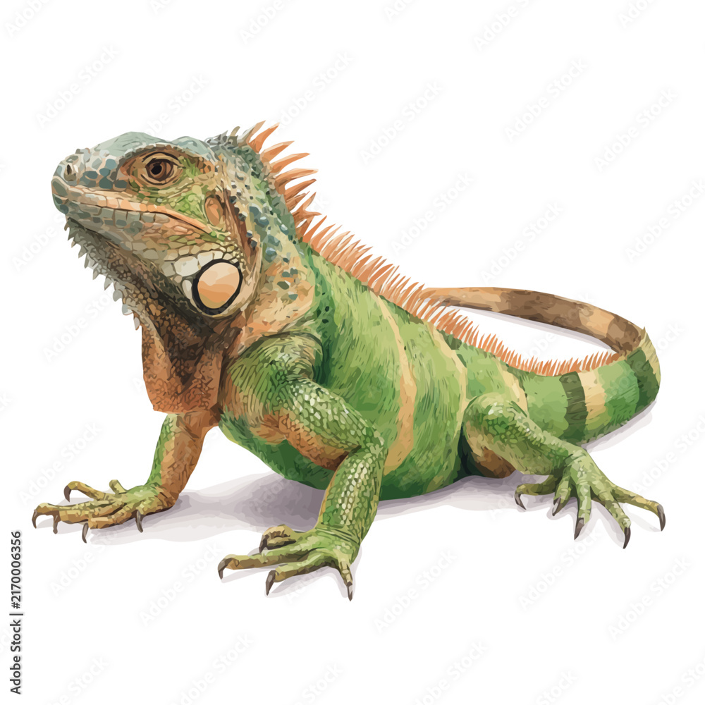 Fototapeta premium Hand-painted watercolor artwork of Iguana, isolated on white background