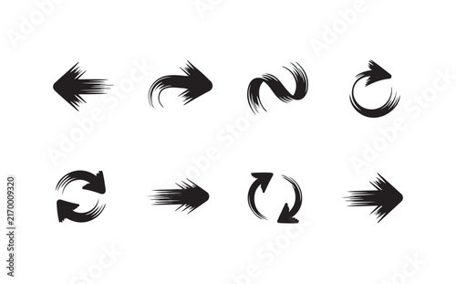 Abstract brush stroke arrow icons in black for dynamic visual elements.