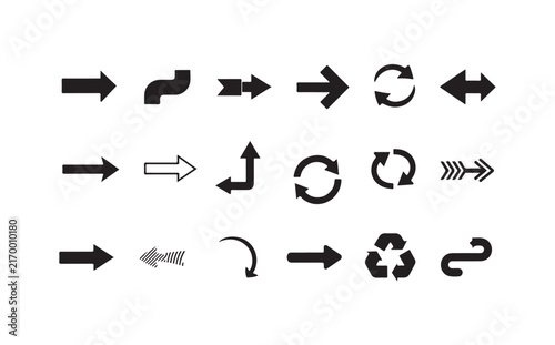 Extensive arrow icon library featuring diverse styles for digital interface and web layouts.