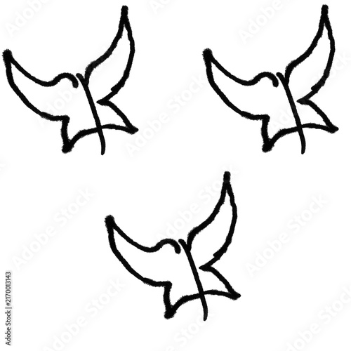 Black and White Butterfly Line Art Doodle, Three Minimalist Hand Drawn Butterfly Sketches on White Background Vector