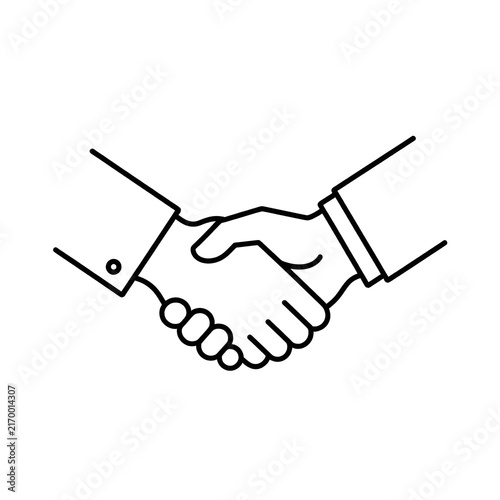 Elegant Minimalist Vector Handshake Icon of Partnership Deal on White Background