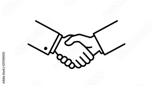 Continuous Line Handshake Icon with Minimal Stroke Style, Representing Partnership and Deal Agreement in Elegant Thin-Line Vector Format