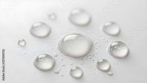 Macro Photography of Fresh Condensation with Sparkling Refractions on a White Surface