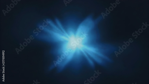 Abstract ethereal glowing blue light shape drifts on a dark grainy textured noisy soft focus poster backdrop.