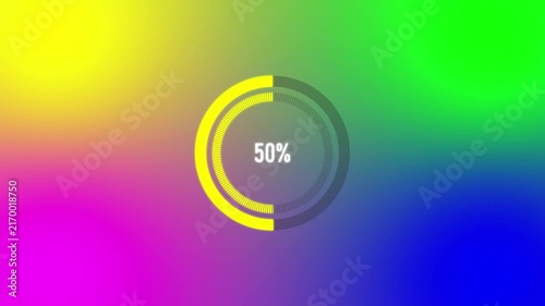 Colorful Circular Progress Loader Animation with 100 Percent Indicator.4k video