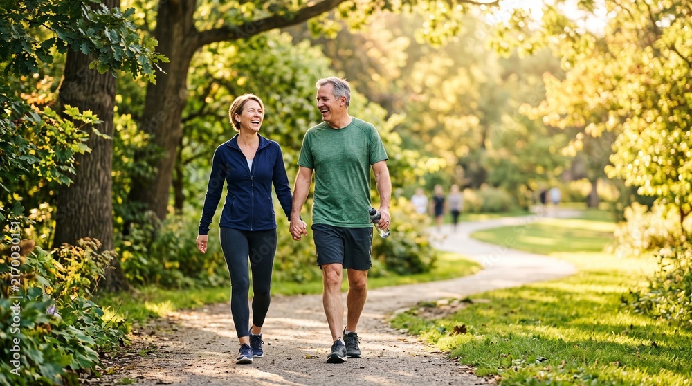 Obraz premium Couple Walking in Green Park