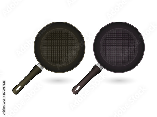 Cuadro en lienzo Two non-stick frying pans on transparent background