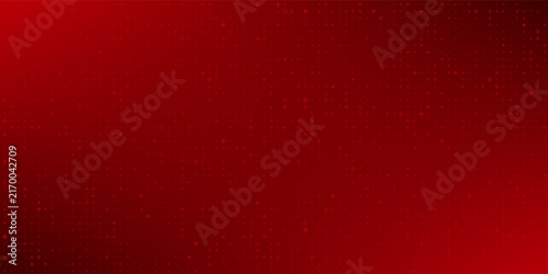 A uniform deep red background features a subtle, repeating texture.