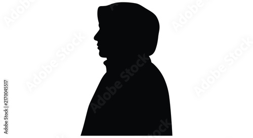 фотографія Silhouette of a woman wearing a hijab depicted in profile against a white backgr