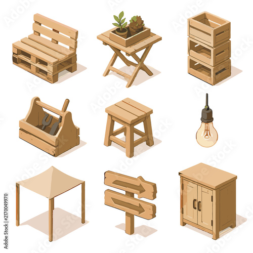 Icon garden crate recycled urban bench sign vector unit diy cabinet shade