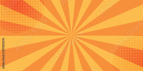 Comic Book Sunburst Background with Halftone Pattern