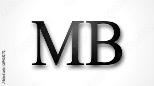 Plakat Bold serif MB initials monogram typography on white