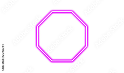 Konstfotografi Glowing pink neon octagon isolated on transparent background