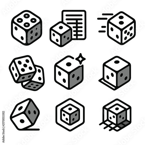 Vector metal near game icon component modern shadow dice symbol edge