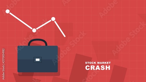 Financial Market Downturn Concept with Briefcase and Falling Graph Illustration