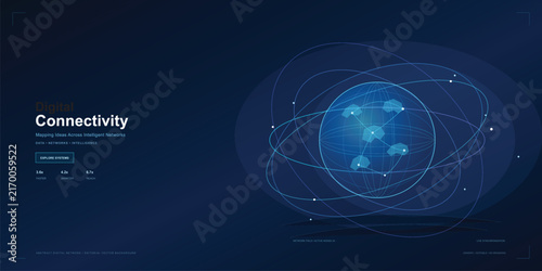 Foto Global network sphere with glowing lines connecting points during digital transf
