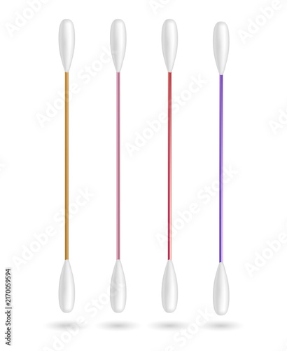 Cuadro en lienzo Four cotton swabs isolated on a transparent background