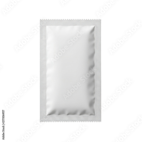 Blank white sachet packet for hygiene product mockup isolated on transparent background for packaging design