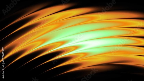 Abstract orange and yellow glowing liquid waves animation on black background