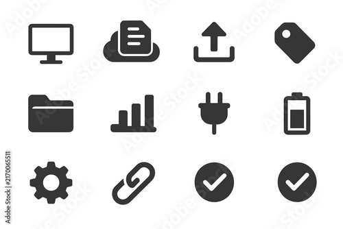 Monitor icons vector digital gear arrow document cloud chart tag plug checkmark