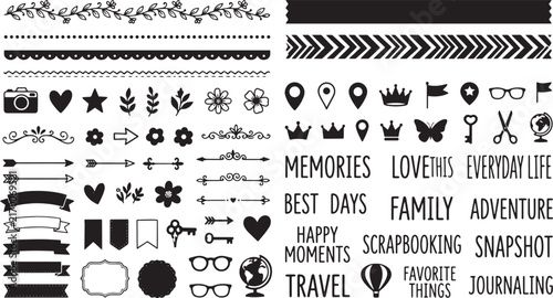 Scrapbook collage sticker element set