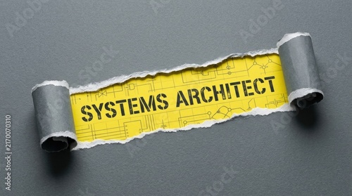 Systems Architect Text Revealed Under Torn Grey Paper Background