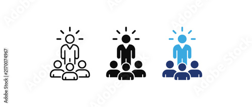 Leadership icon, team leader management symbol, stand out from crowd sign, business supervisor director graphic. Vector illustration