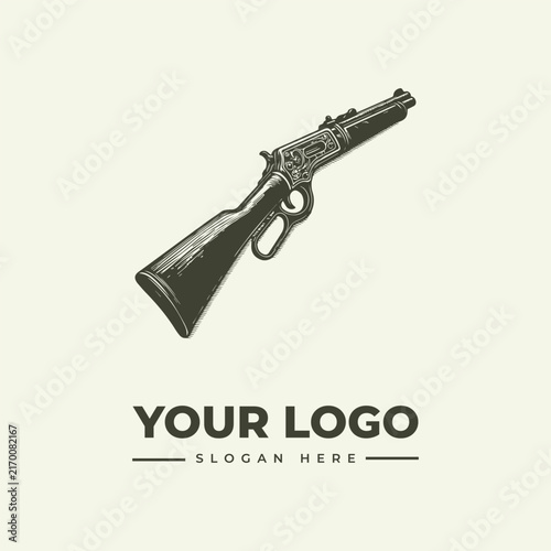 Vintage lever action rifle illustration for a classic western style company logo.