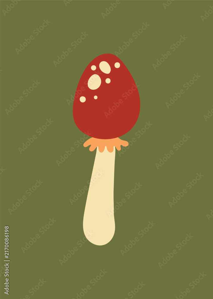 Naklejka premium Cute mushroom clipart, aesthetic nature cartoon illustration vector