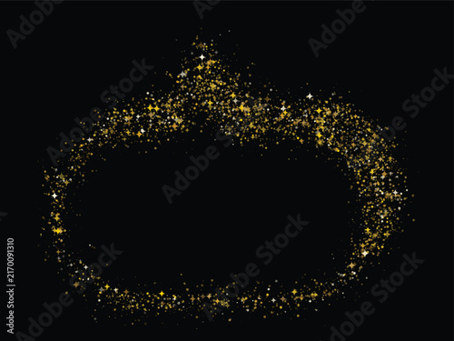 Golden glitter sparkles frame