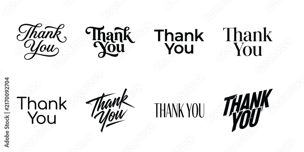 Obraz premium Thank-You Typography Collection: Elegant Calligraphy And Modern Lettering Designs For Appreciation Messages, Branding, And Creative Projects