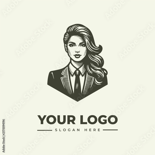 Professional business woman portrait logo design for corporate branding and identity.