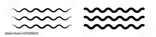 Simple black wavy lines representing water in three parallel rows with different thickness and length against a white background