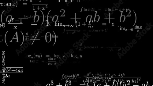 Real Mathematical Formulas 3D Animation Loop for Education and Science