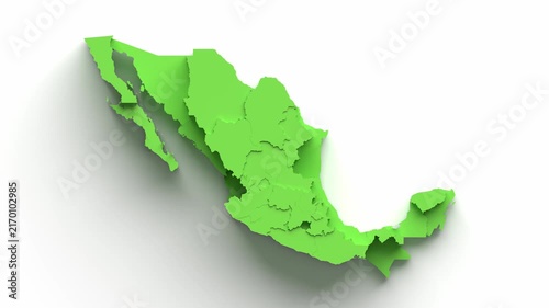 Mexico States 3D Animation Loop for Geography and Regional Data