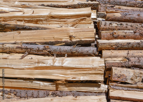 Stacked Firewood Logs for Heating