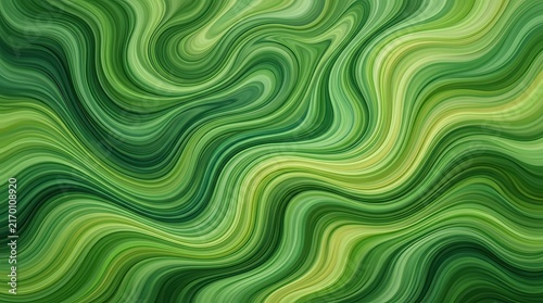Swirling green fluid waves forming dynamic abstract patterns on digital background with flowing digital patterns gradient shading create smooth flowing organictextures illustrativeart illustration