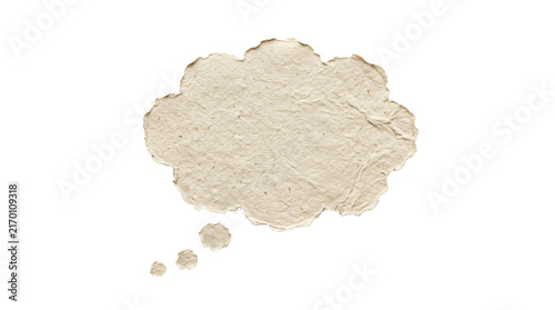 Fotografía Handmade recycled beige paper thought bubble with ragged textured edges isolated