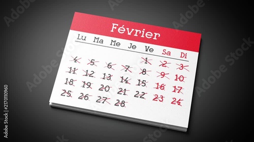 French Calendar with Flipping Pages and Camera Motion - 3d 4k animation (3840 x 2160 px)