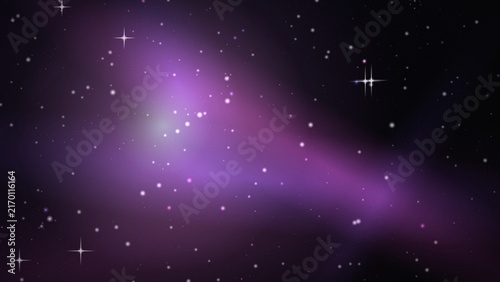Cuadro en lienzo Deep space nebula with glowing purple gas clouds, scattered bright stars, and sp