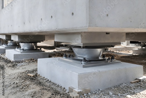 Pot Seismic Isolator Supporting a Concrete Structure